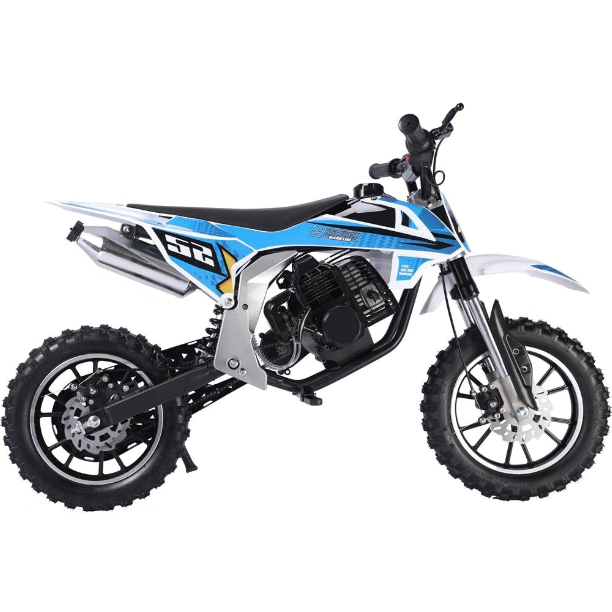 MotoTec Warrior 52cc 2-Stroke Kids Gas Dirt Bike Blue