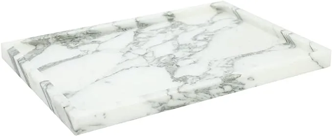 Real Luxurious Natural Marble Vanity Tray Genuine Marble Storage Tray for Home Decor Stone Tray for Bathroom/Kitchen/Vanity/Dresser Non-Resin/(arabescato)