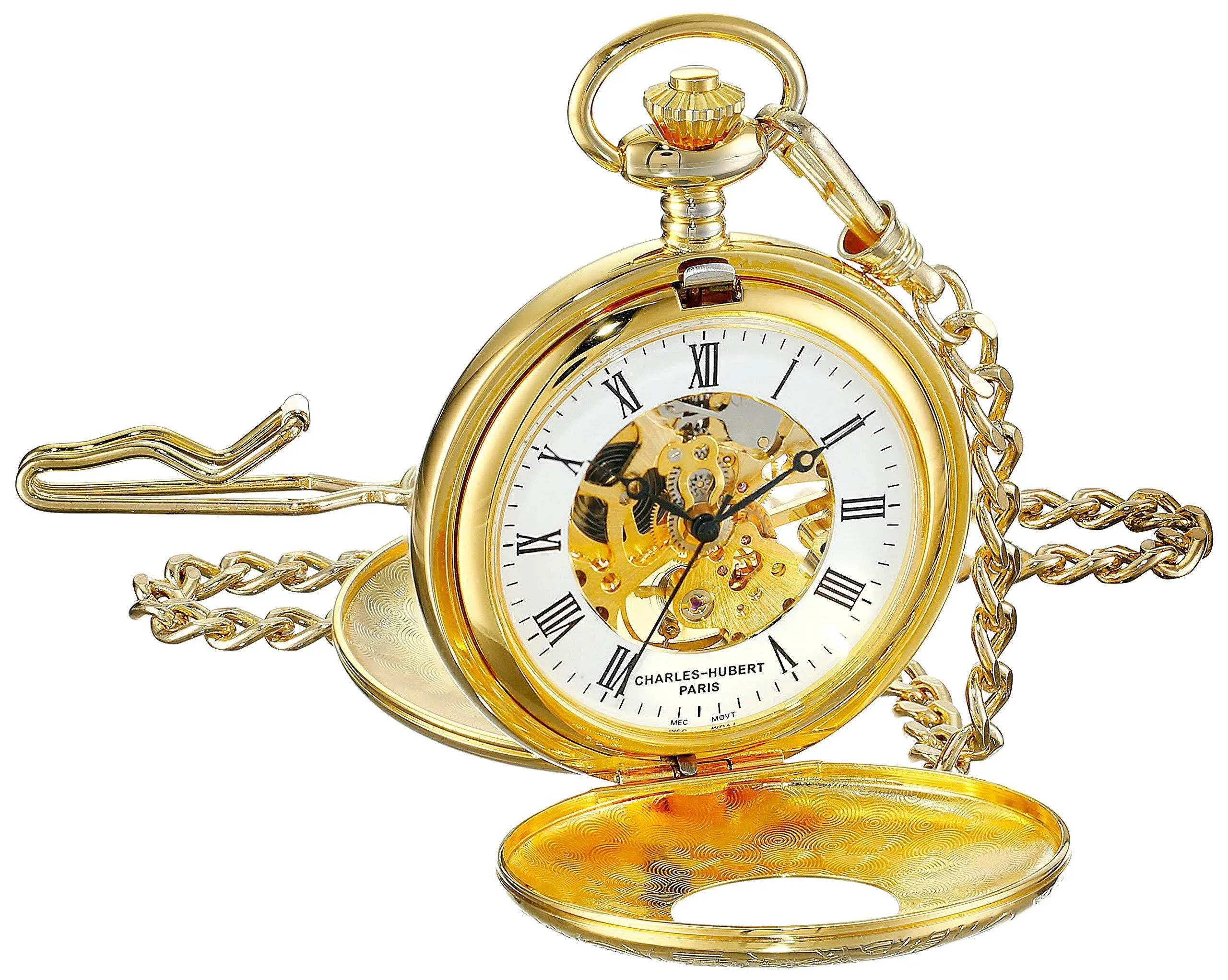 Charles-Hubert, Paris Gold-Plated Mechanical Pocket Watch