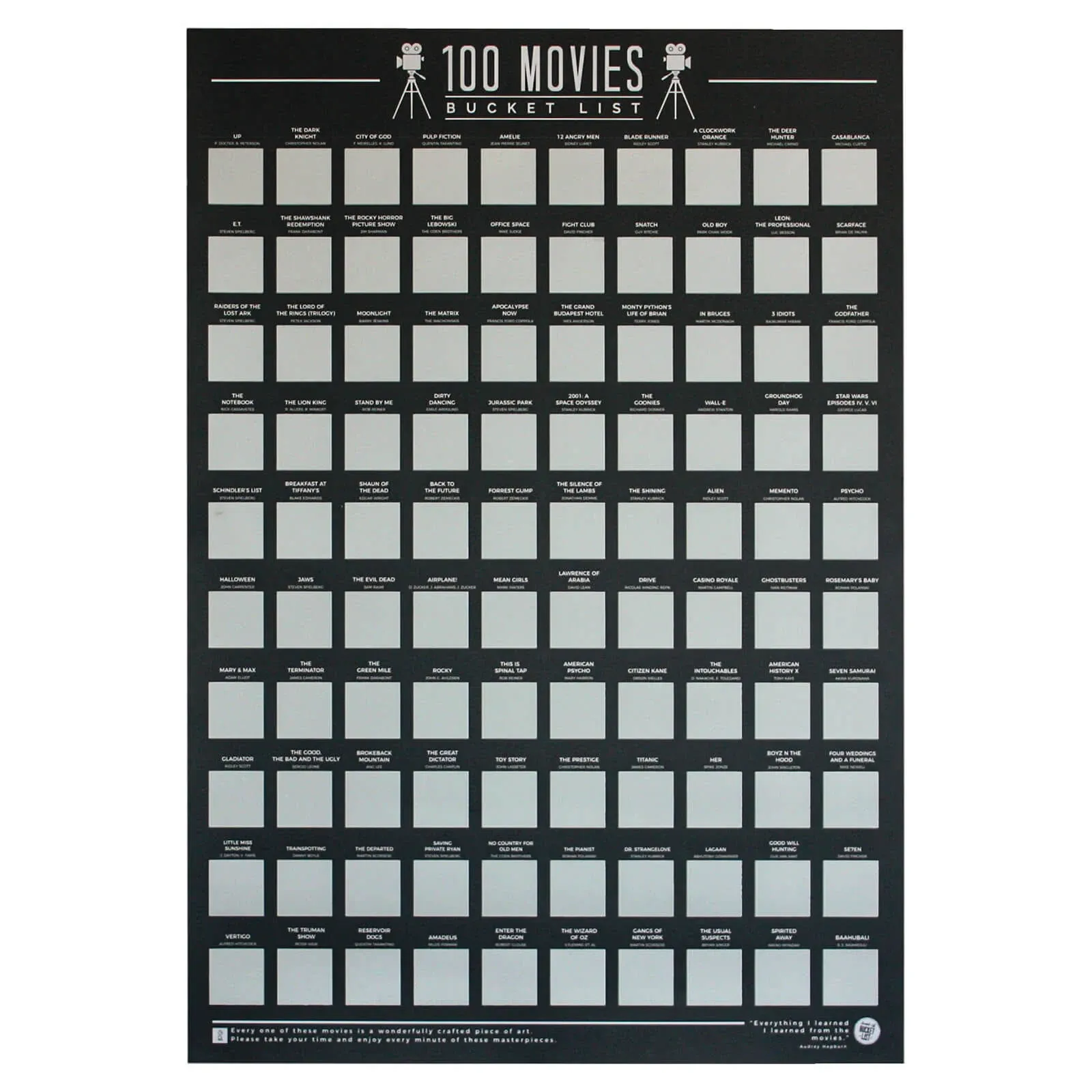 100 Movies Bucket List Scratch Off Poster