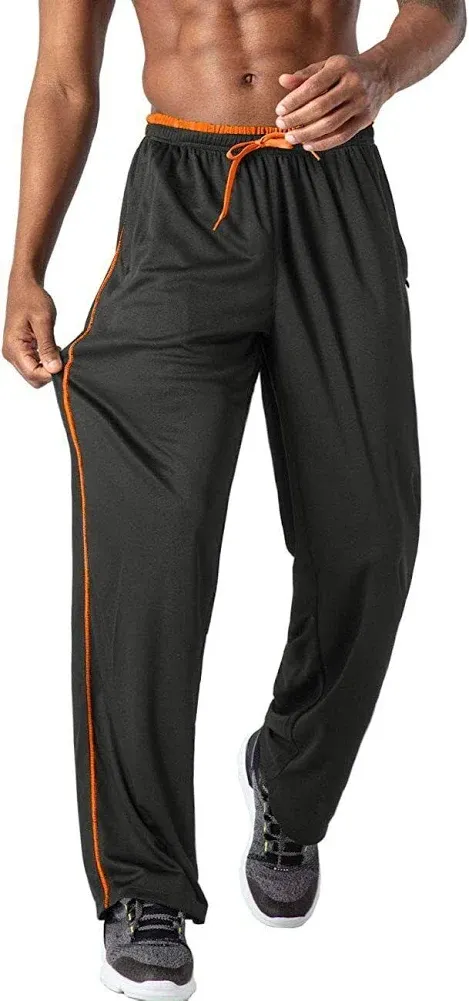 EKLENTSON Mens Mesh Pants Elastic Waist Drawstring Open Bottom Sweatpants