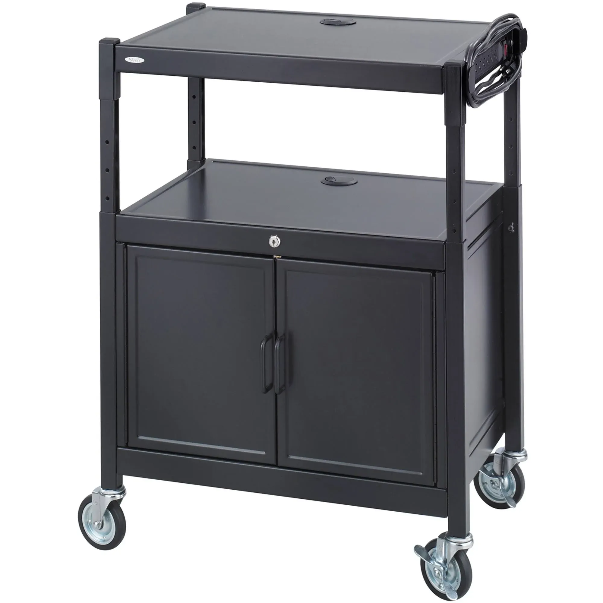 Safco Adjustable AV Cart with Cabinet