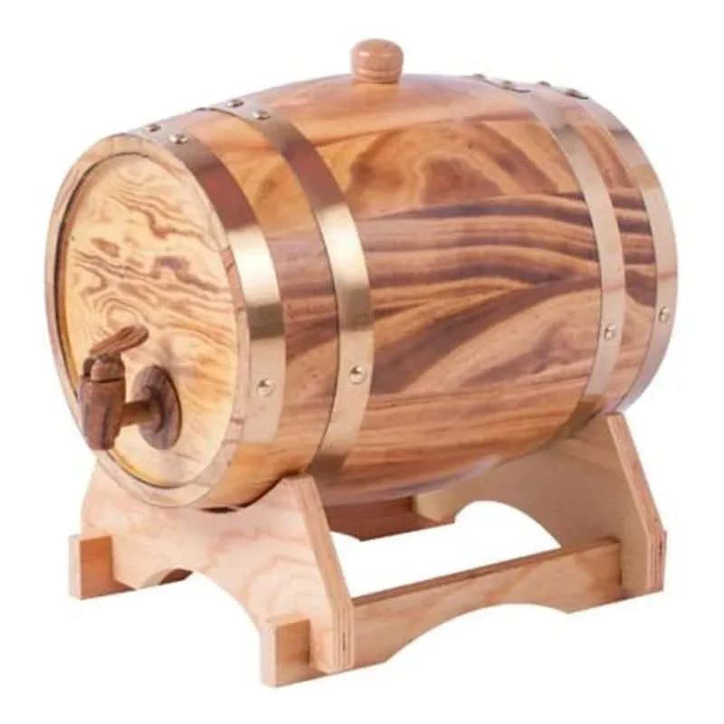 5L Oak Aging Barrels Whiskey Barrel Dispenser Wine Bucket No Leak for Storage Wine & Spirits & Whisky (with baked oak chips)