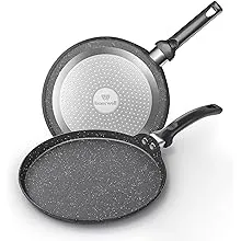 Nonstick Crepe Pan, 11 Inch Granite Coating Flat Skillet Dosa Tawa Tortilla Pan 