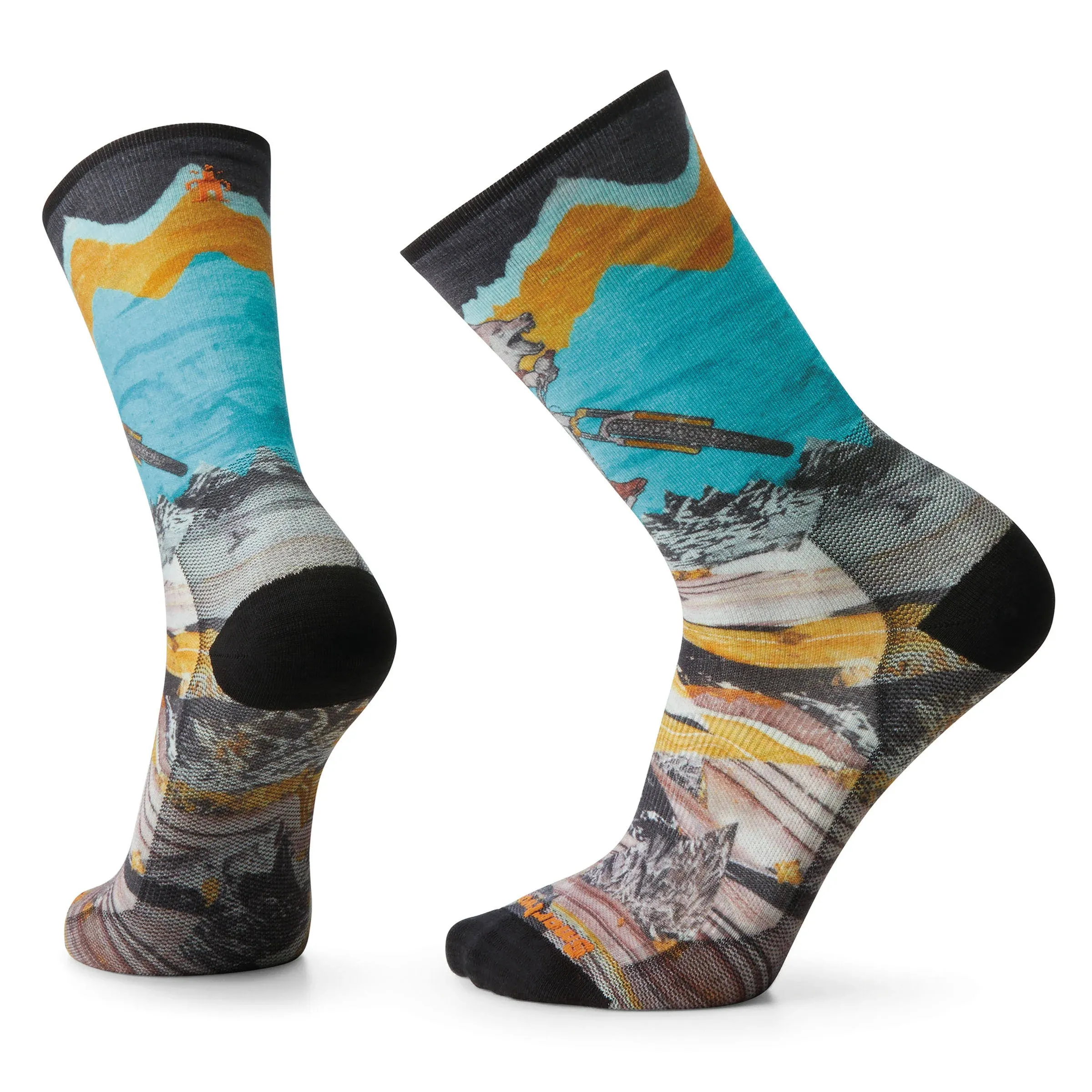 Smartwool Bike Zero Cushion Wolf Print Crew Socks