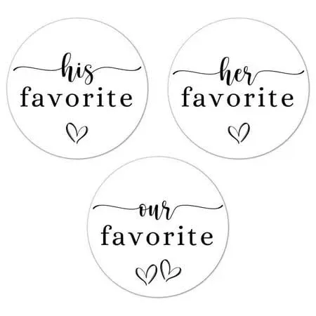 His Her Our Favorite Stickers Wedding Treat Bag Favor for Guests Labels 2-Inch ...