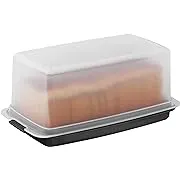 Bread Box -Dual Use Bread Holder/Airtight Plastic Food Storage Container for Dry or Fresh Foods -2 in 1 Bread Bin- Loaf Cake Keeper/Baked Goods -Keeps Bread Fresh- Black and Clear Cover - Signoraware (Black)