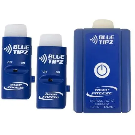 Deep Freeze BlueTipz Transmitter (2 Pack) MAX 22 + Receiver/Booster MAX Ice Fishing Tip Up Alert System (Combo Pack)