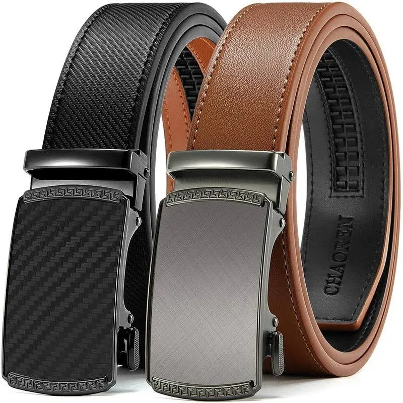 Leather Ratchet Belts 2 Pack, Ultra Soft Mens Dress Belt, Black &amp; Brown Belt ...