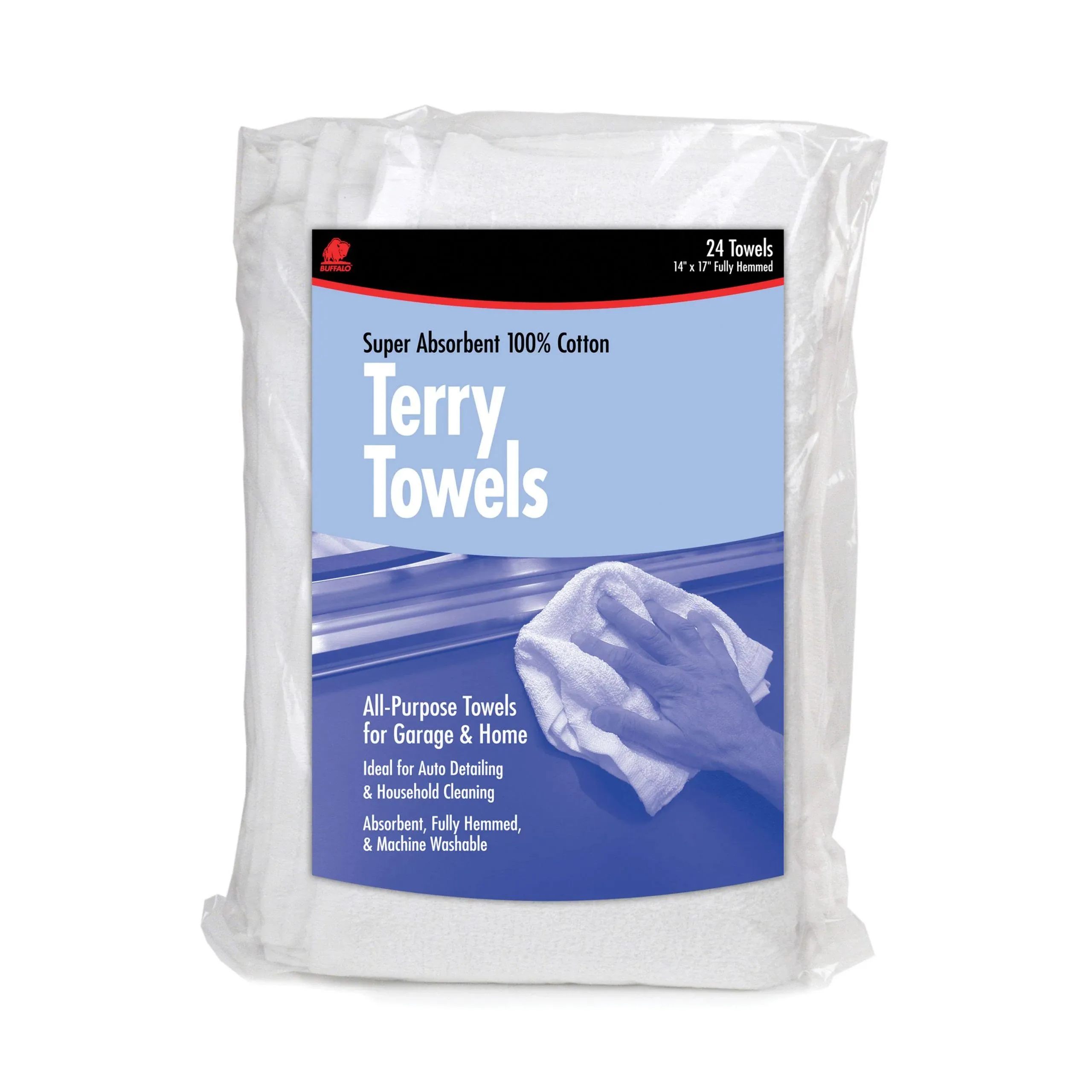 Buffalo #60221 Cotton Terry Towels 14 in. W X 17 in. L 24 pk