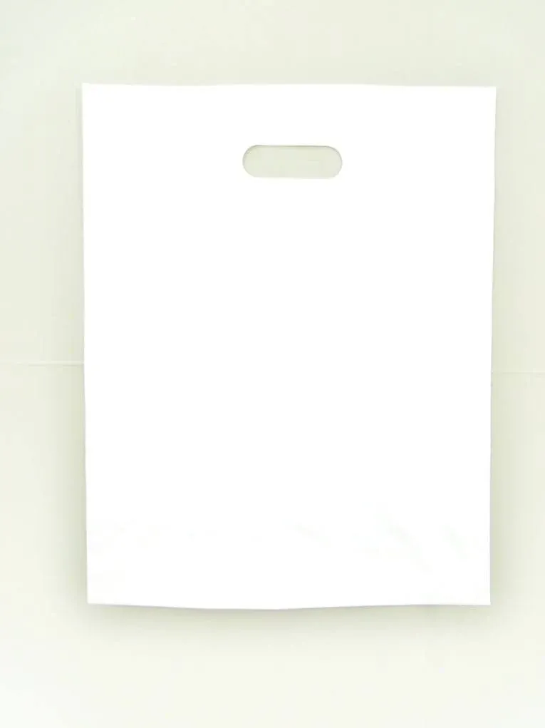 LDPE Die Cut Merchandies Bags - 12"x15" - 500 Bags - 1.5 mil - White - 1215DCWHITE - AssurePak