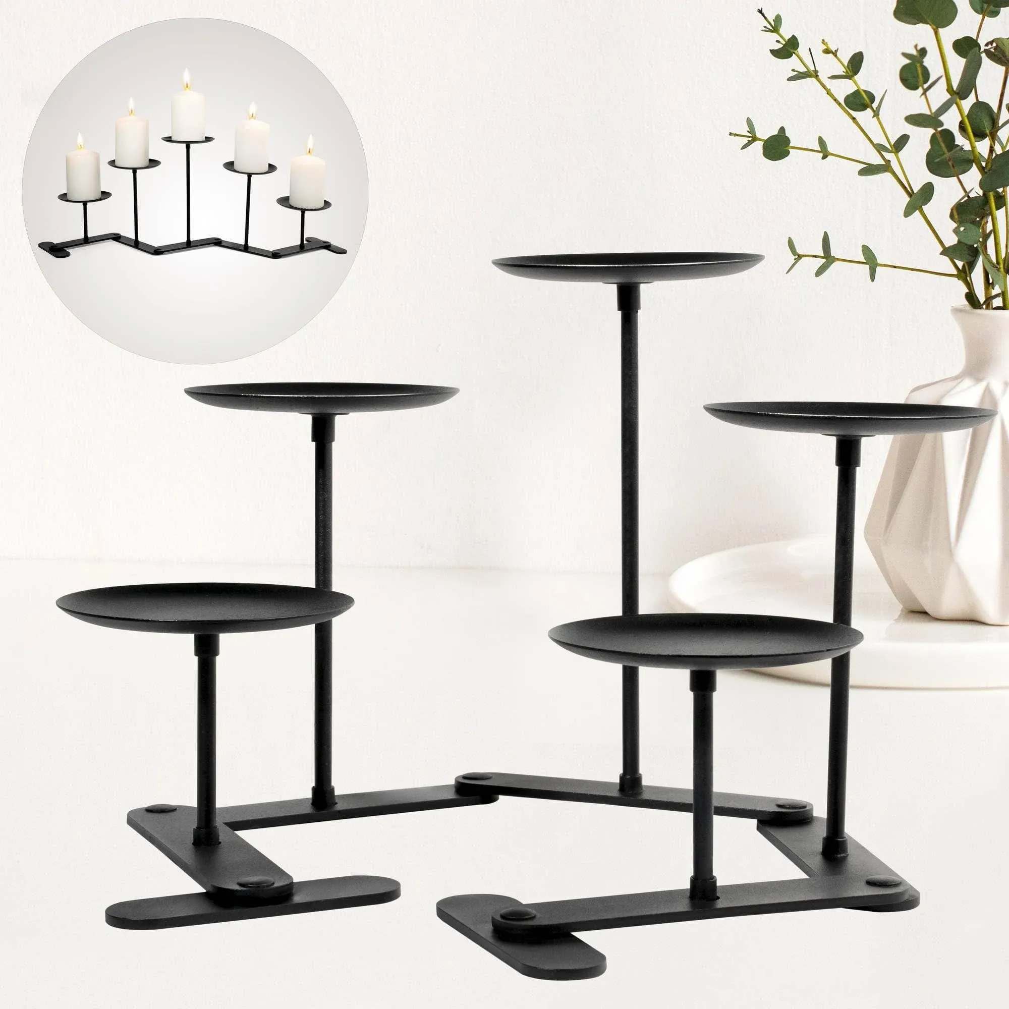 Adjustable Candelabra Candle Holder: Black Iron Candelabra A-5 Candles