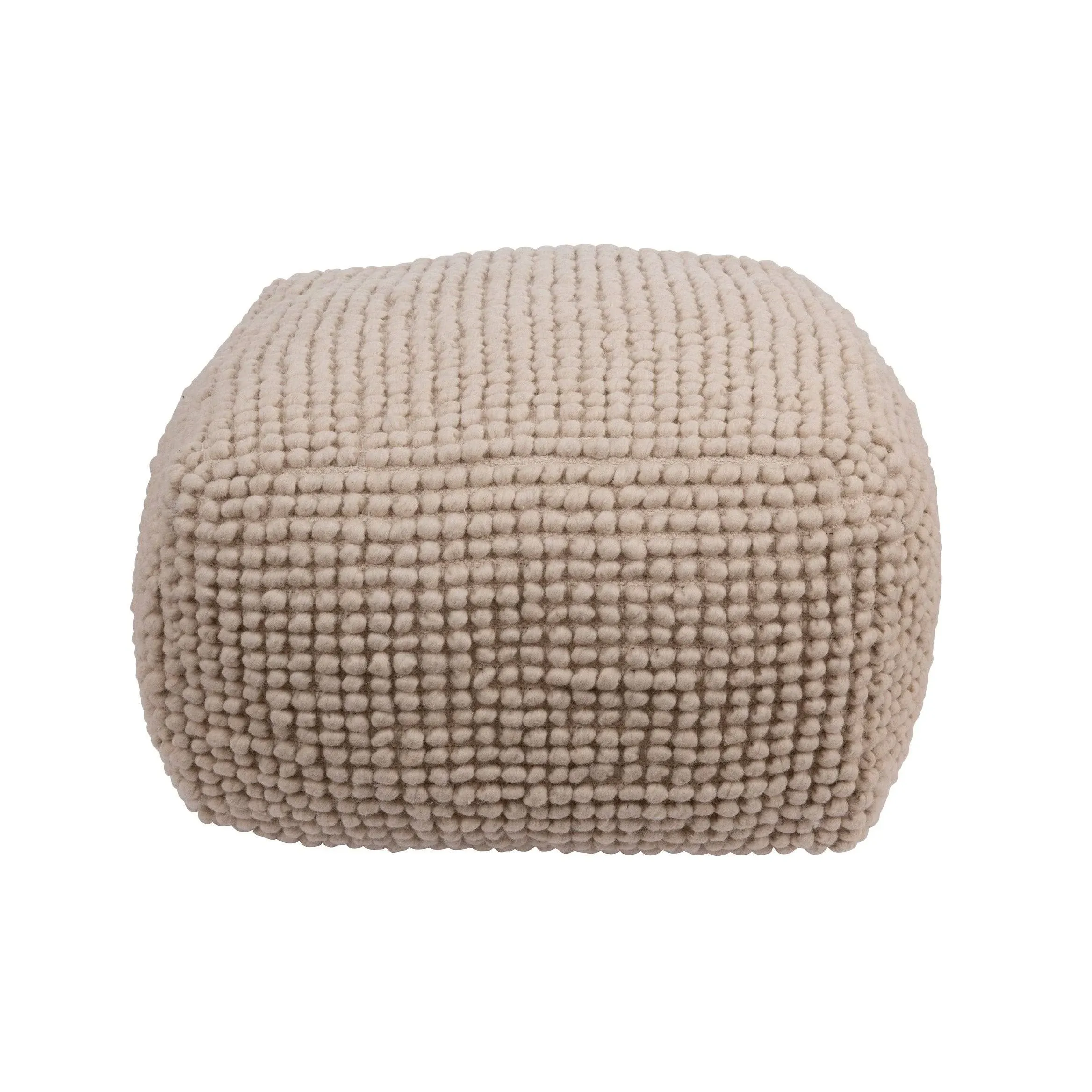 New Zealand Wool & Cotton Pouf, Natural