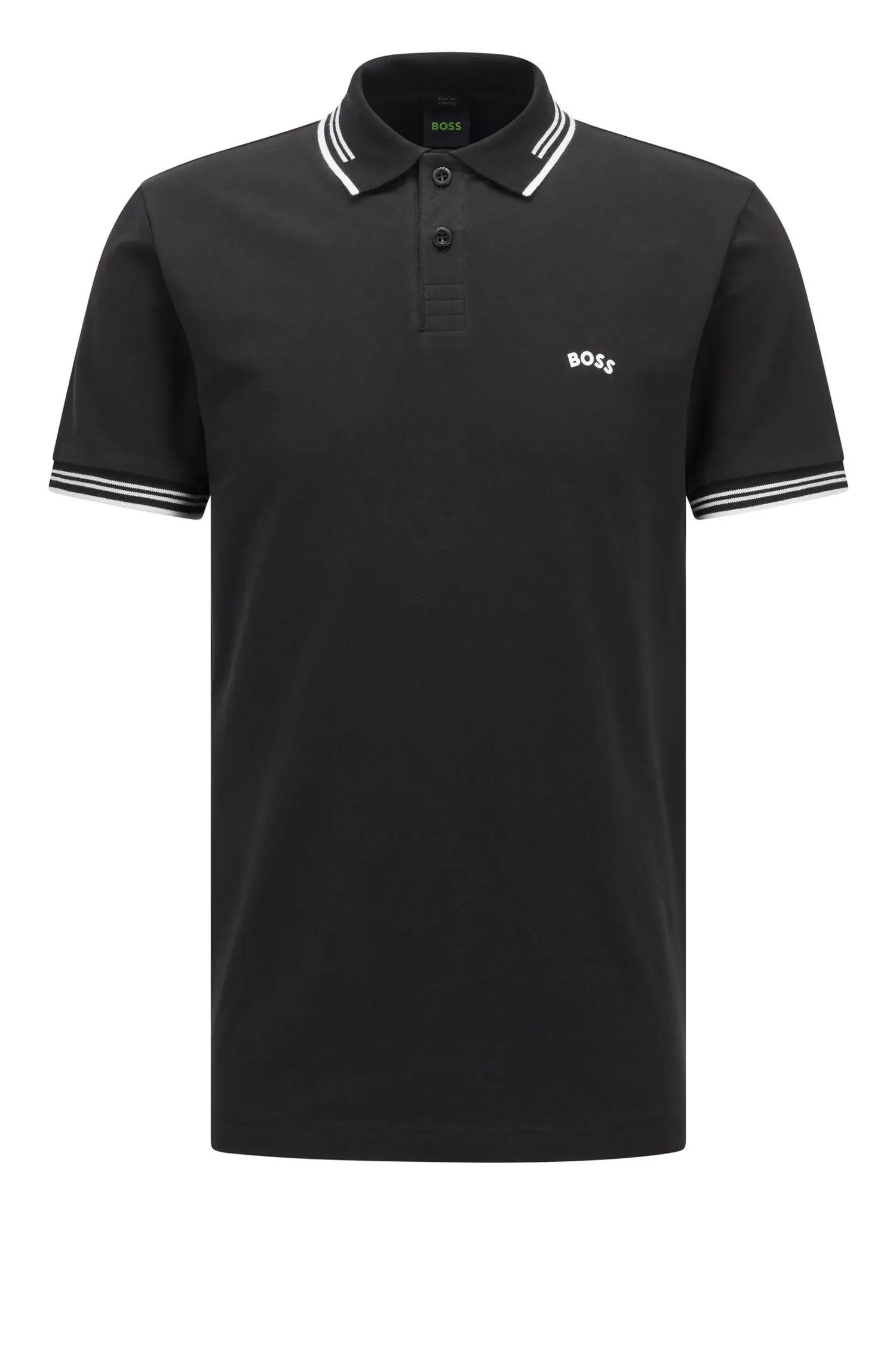 Hugo Boss Paul Curved Cotton Black Polo Shirt