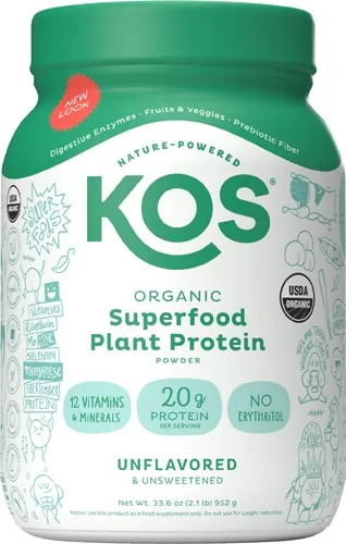 Kos Organic Unflavored & Unsweetened Superfood Plant Protein Powder