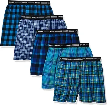 Hanes Boys&#039; Tagless MultiColor Comfort Flex Waistband Plaid Boxers M-XL