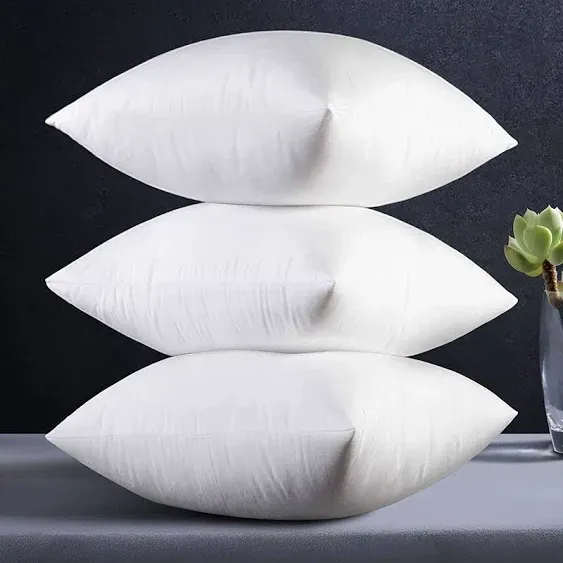 Set of 4 Throw Pillow Inserts 18” X 18 Ultra-Soft Hypoallergenic Square White