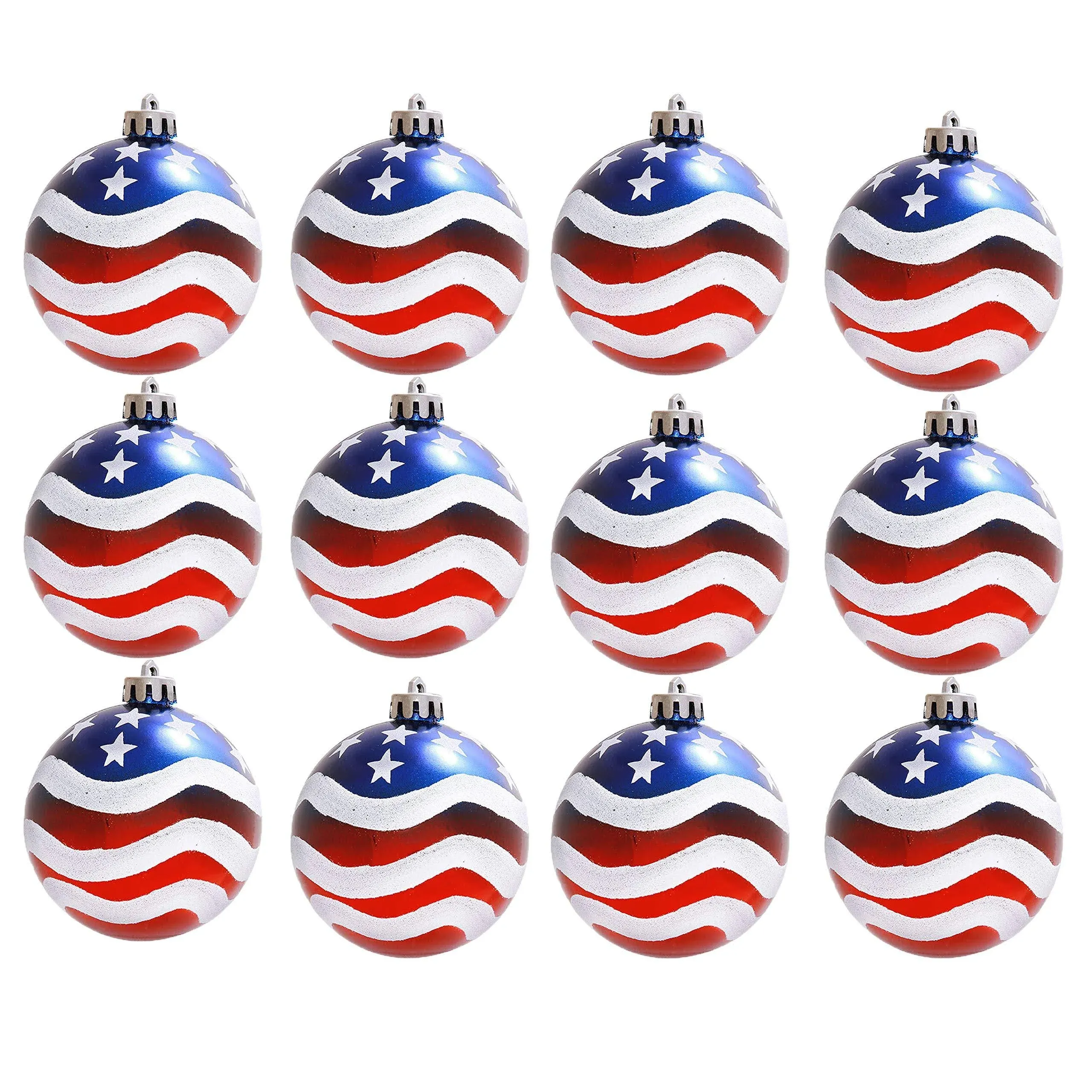 Geek-M 12pcs Stars & Stripes Christmastree Ball Ornaments 80mm Patriotic Ball ...