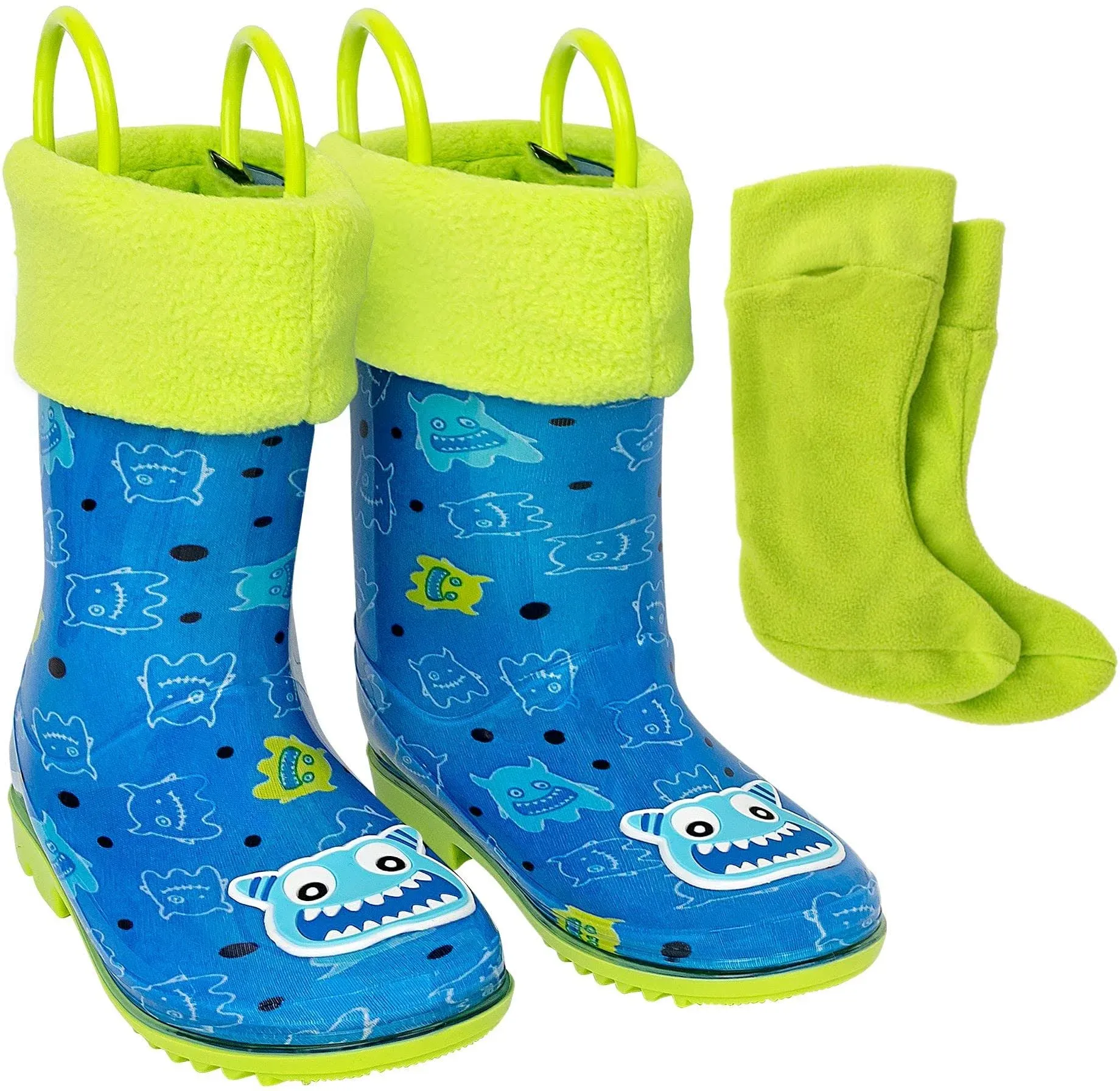 Addie & Tate unisex Rain Boots Kids & Toddlers - Size 8t-12 - Monster, Boy's, Size: 12 Little Kid, Blue