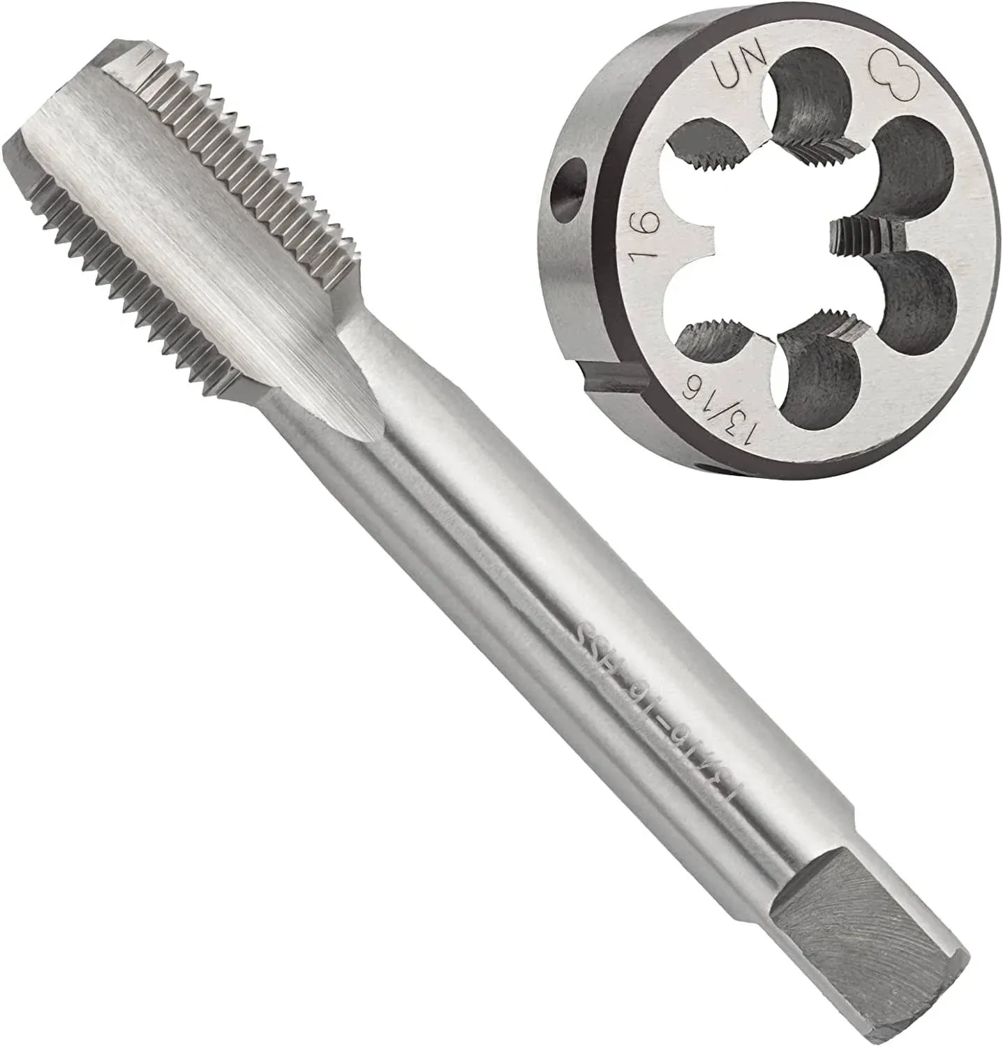 Aceteel 13/16"-16 Un HSS Tap and Die Set, 13/16-16 Un Machine Thread Tap and Un Round Thread Die Right Hand