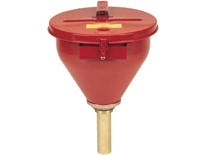 APPROVED VENDOR Safety Drum Funnel: Self Closing, Red / Red, 6 in, 10 3/4 in x 16 in