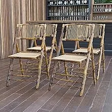 Emma + Oliver 4 Pack Bamboo Wood Folding Chair - Event Folding Chair - Commercial Folding Chair