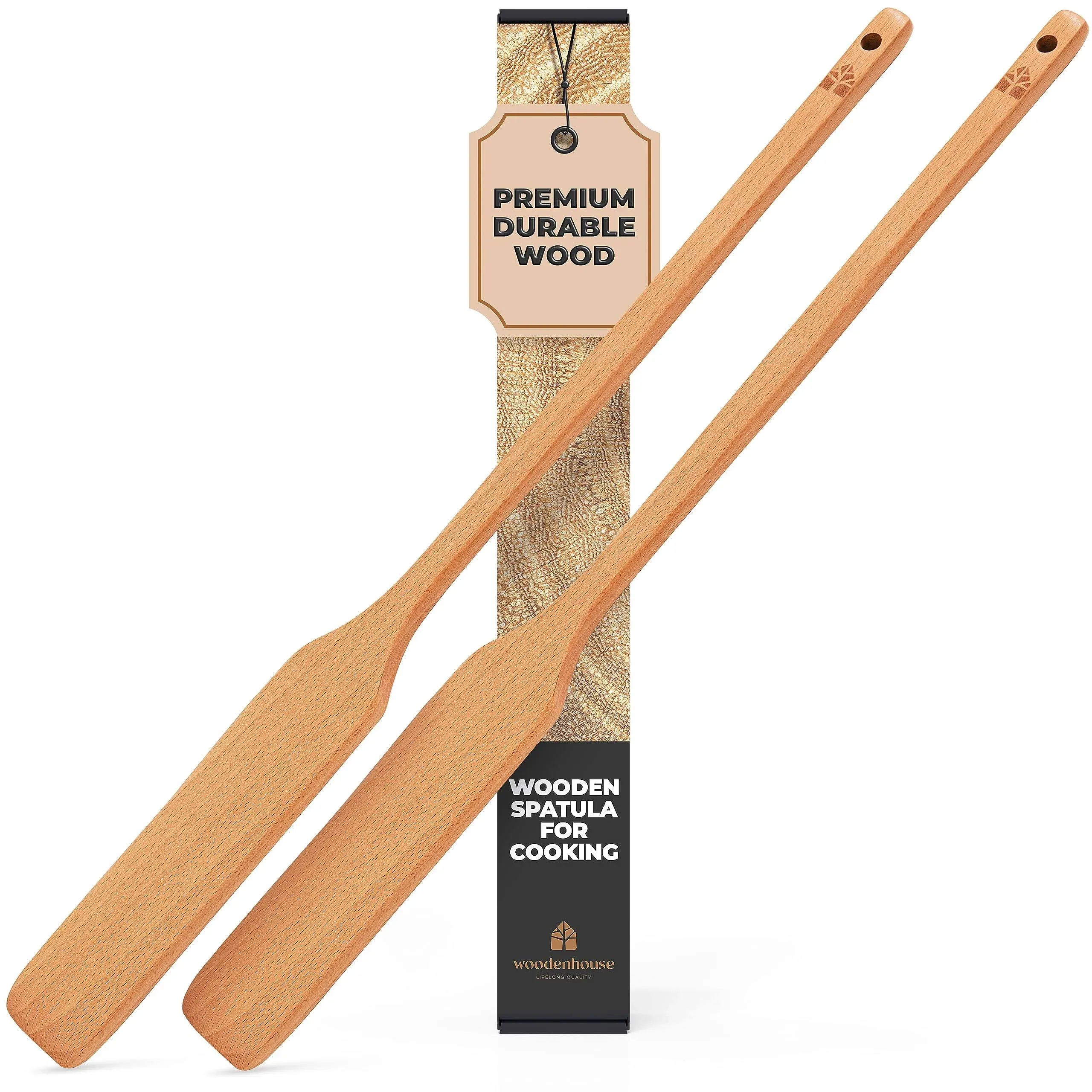 Wooden Paddle for Cooking, Stirring Paddle – 24" Crawfish Paddle – Heavy Duty Long Wooden Spoon for Large Stock Pots – 2 Pack by Woodenhouse