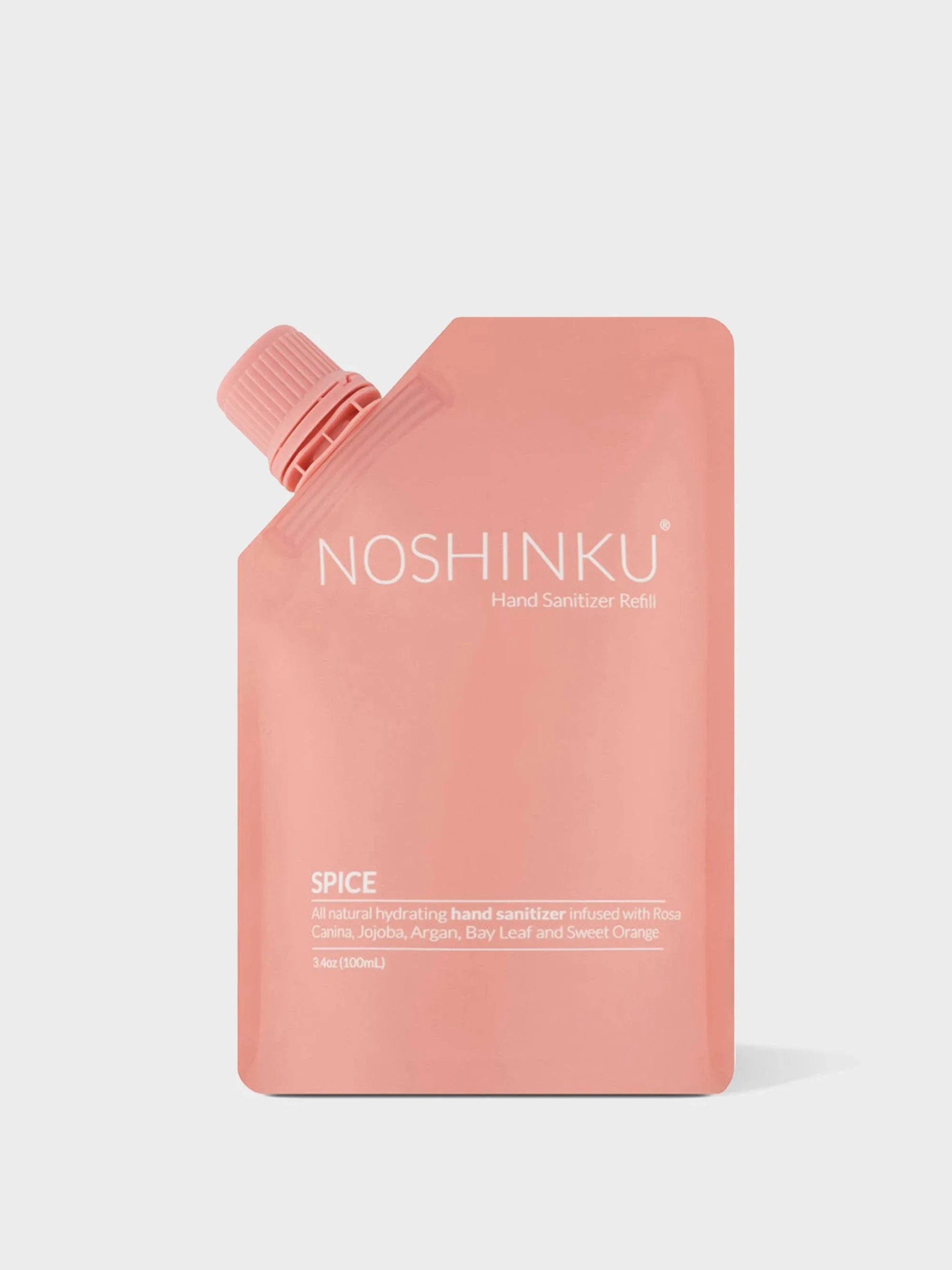 Noshinku - Hand Sanitizer Spray Refill Pouch for Hand Sanitizer Spray Bottles, Moisturizing Hand Sanitizer Refill, Natural Sanitizer Refill with 70% Sugarcane-Derived Alcohol, 100 mL, Orange Spice