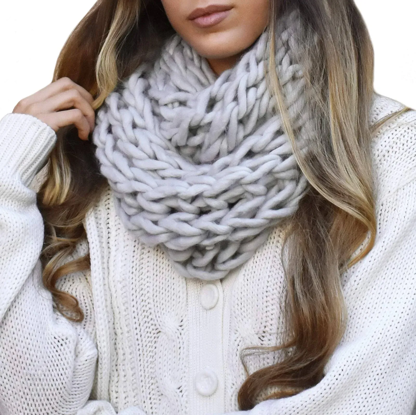 Leto Collection Soft Woven Stylish Cold Weather Warm Chunky Thick Knit Infinity ...