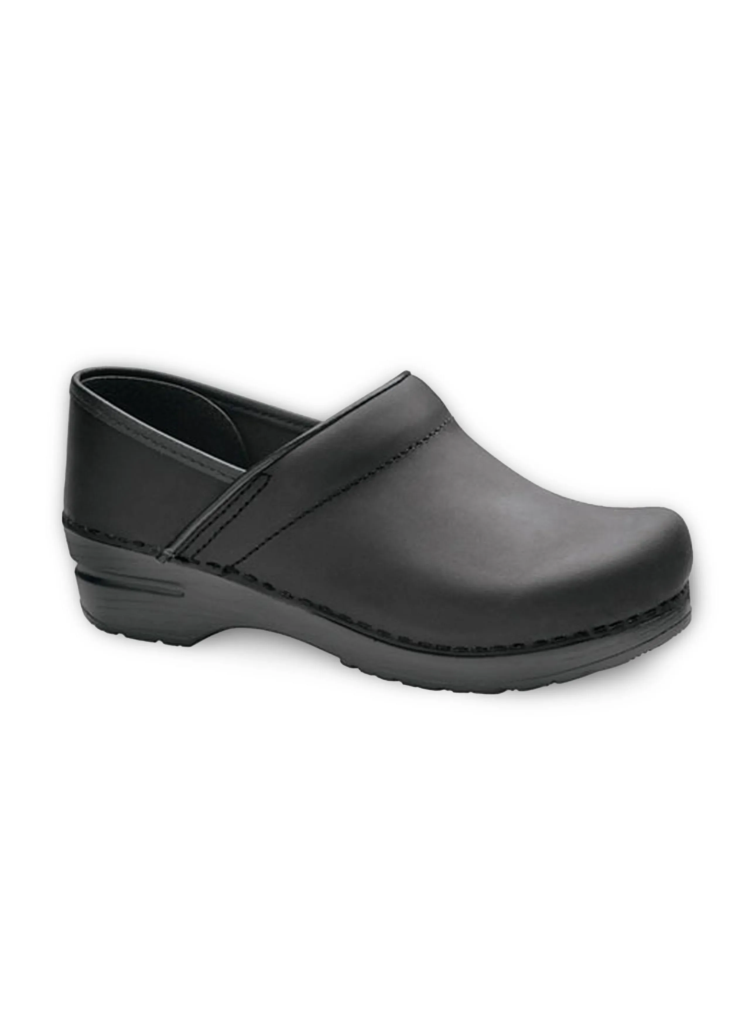 Narrow Professional Stapled Clog By Dansko Unisex Nursing Shoe Black Oiled