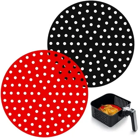 DUXAA 2 Pcs Air Fryer Silicone Liners,Reusable Heat Resistant Liners, for 8 to 10 qt Air Fryer Inserts for Oven Microwave Accessories