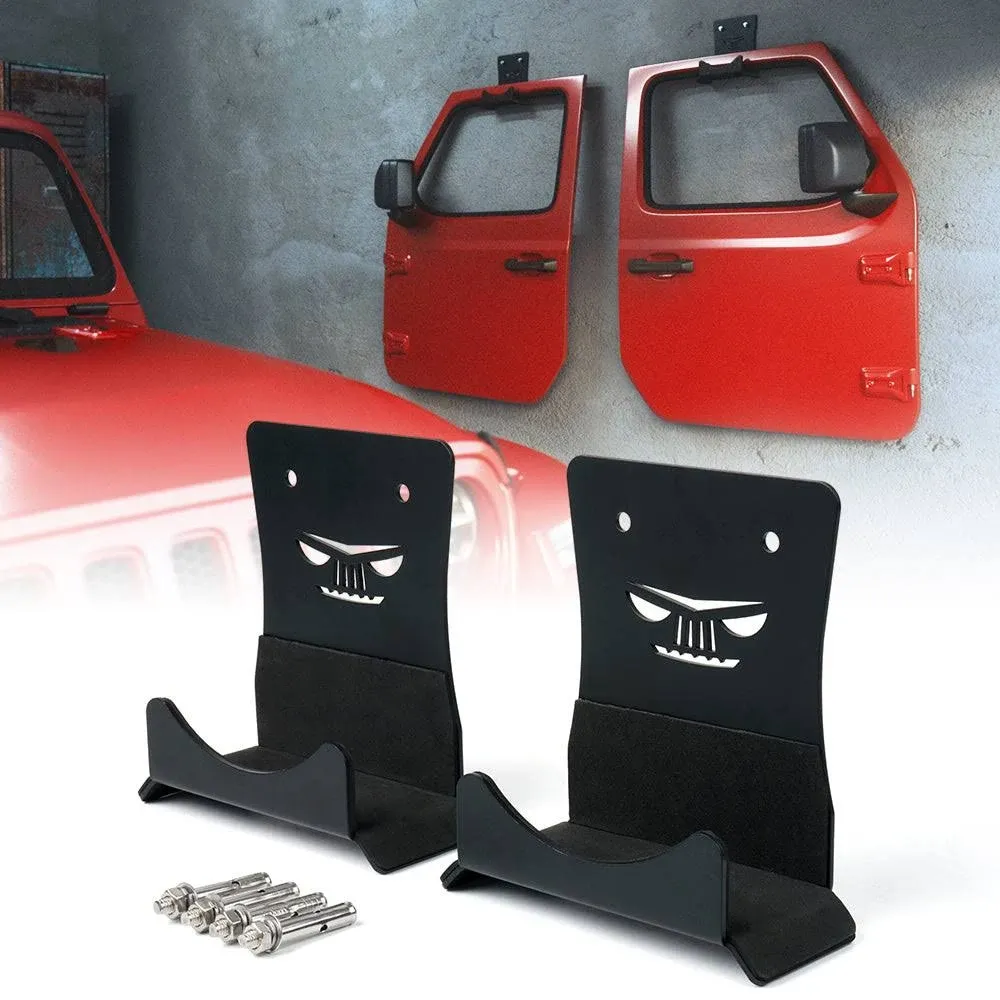 2Pcs Wall Mount Door Storage Hanger for Jeep Wrangler CJ TJ LJ JK JL 2 DOOR