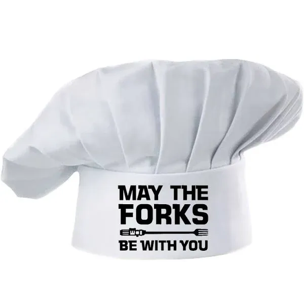 Hyzrz Funny Chef Hat -May The Forks Be with You- Adjustable Kitchen Cooking H...