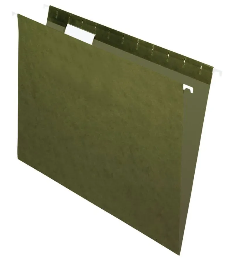 Office Depot® Brand Hanging Folders, 1/5 Cut, Letter Size, 100% Recycled, Green, Pack of 50