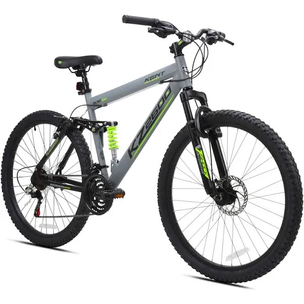 Kent 26" KZ2600 Full Suspension Mountain Bike, Grey, Men's