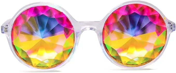 Xtra Lite Kaleidoscope Glasses - Clear - Diffraction Multi-Faceted Rainbow Rave