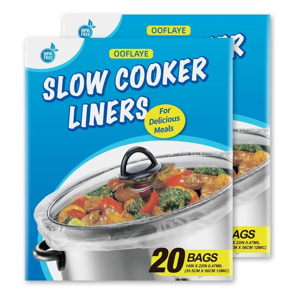 Slow Cooker Liners 40Ct - Extra Large for 6-10QT Pots, BPA Free, 2 Pack