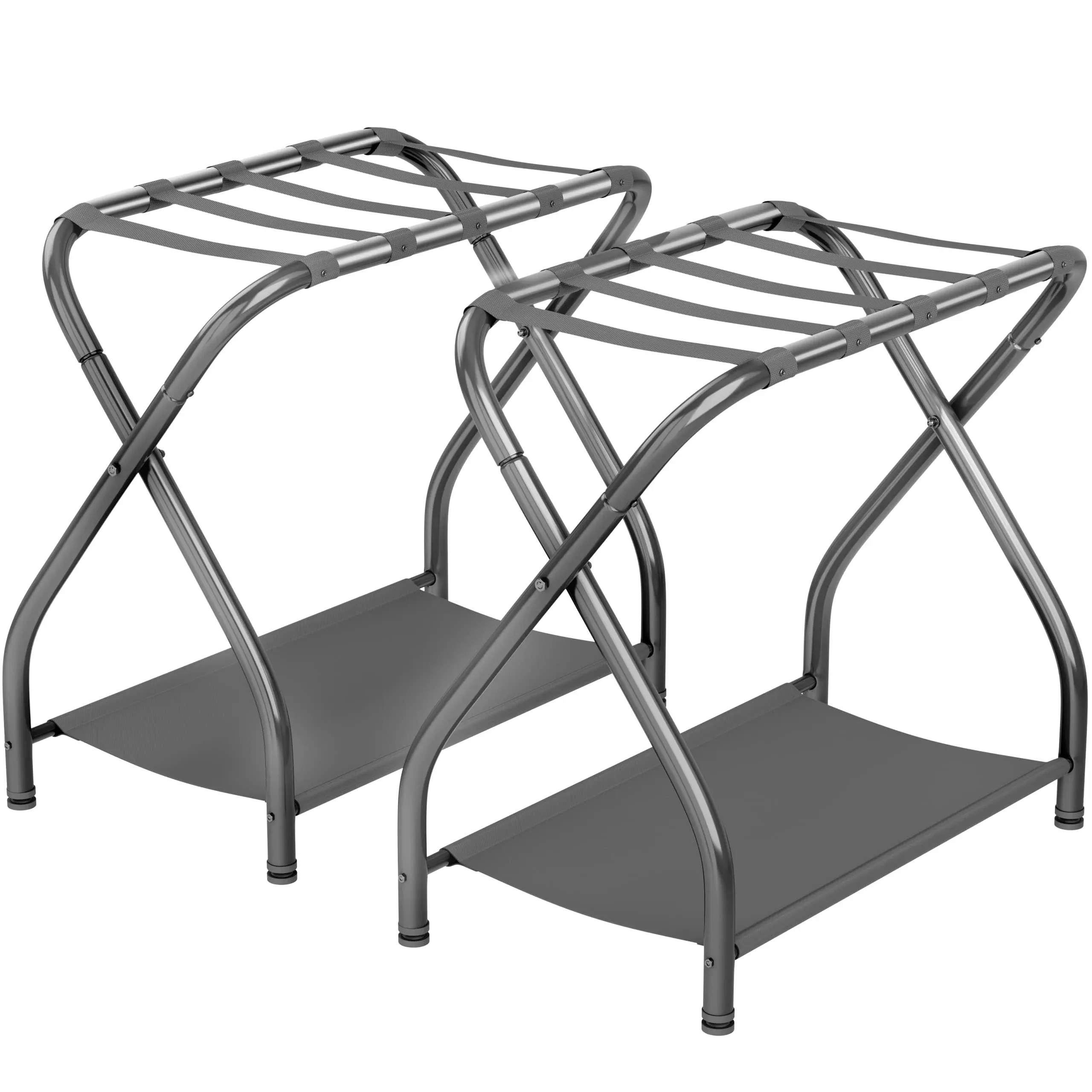 Bartnelli 2-Pack Premium Luggage Rack with Folding Storage Shelf | Collapsibl...