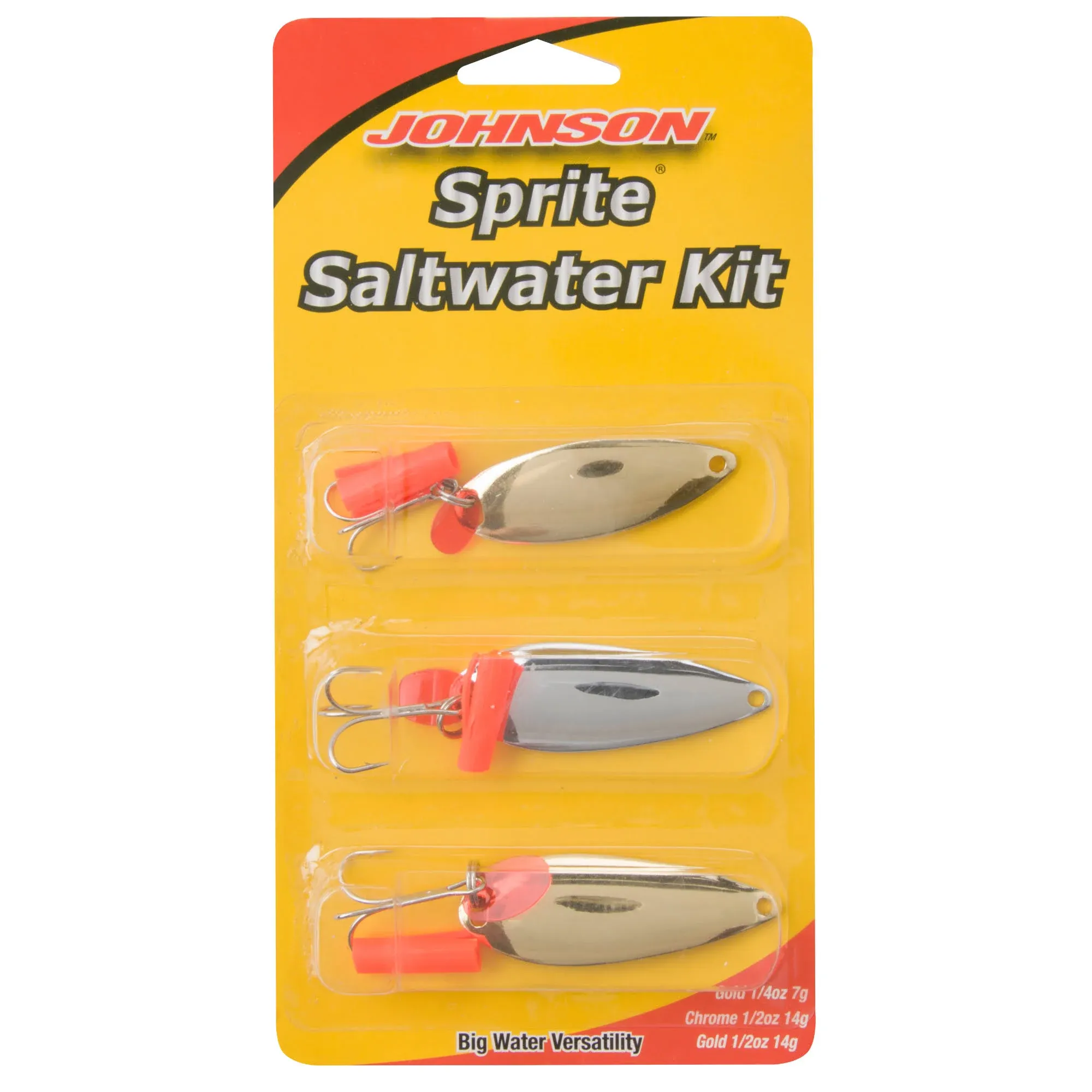 Johnson Sprite Saltwater Fishing Spoon Kit 3 Lures 1/2 Silver &amp; 1/4 &amp; 1/2 Gold