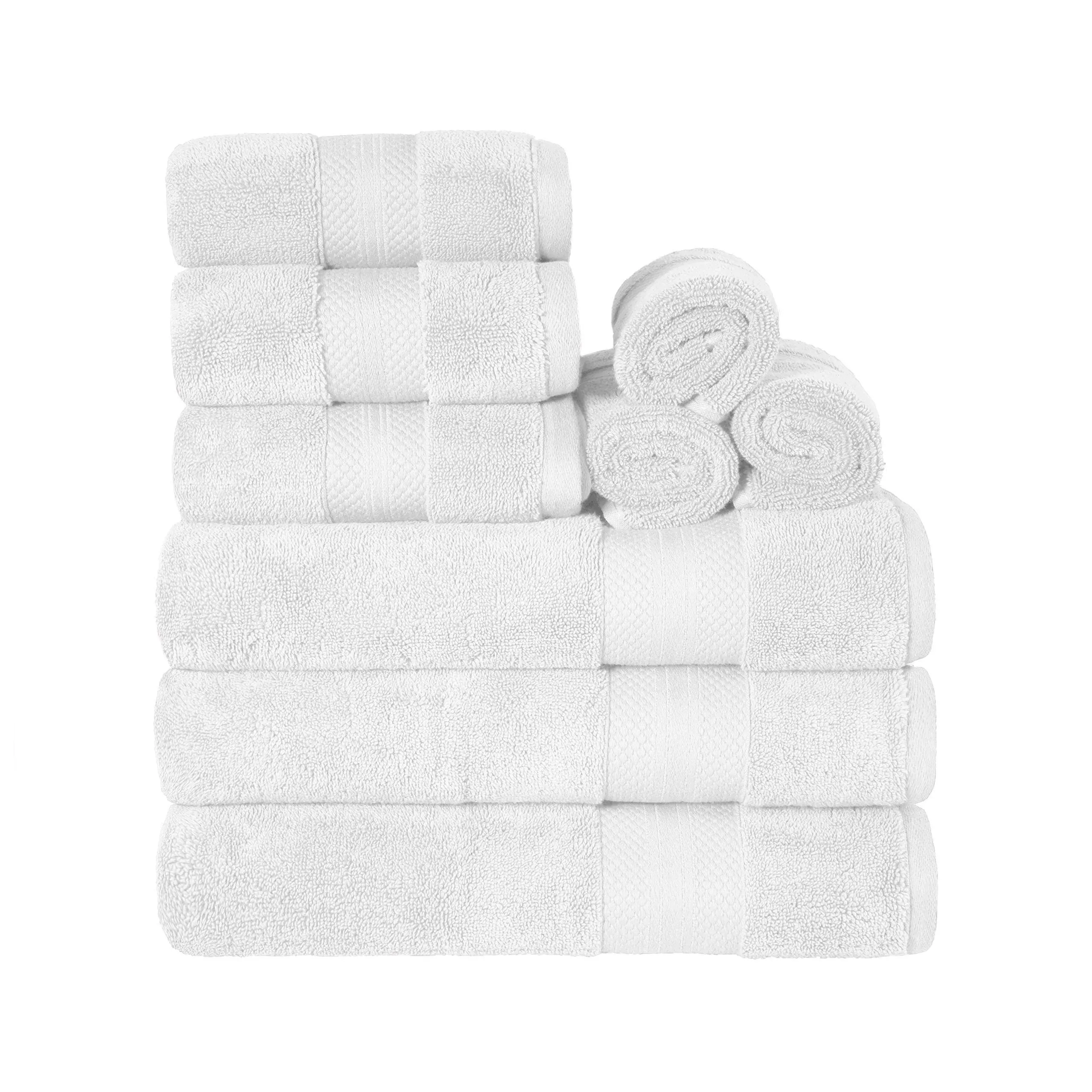 Superior 6-Piece Turkish Cotton Ultra-Plush Towel Set, White, 9 PC Set