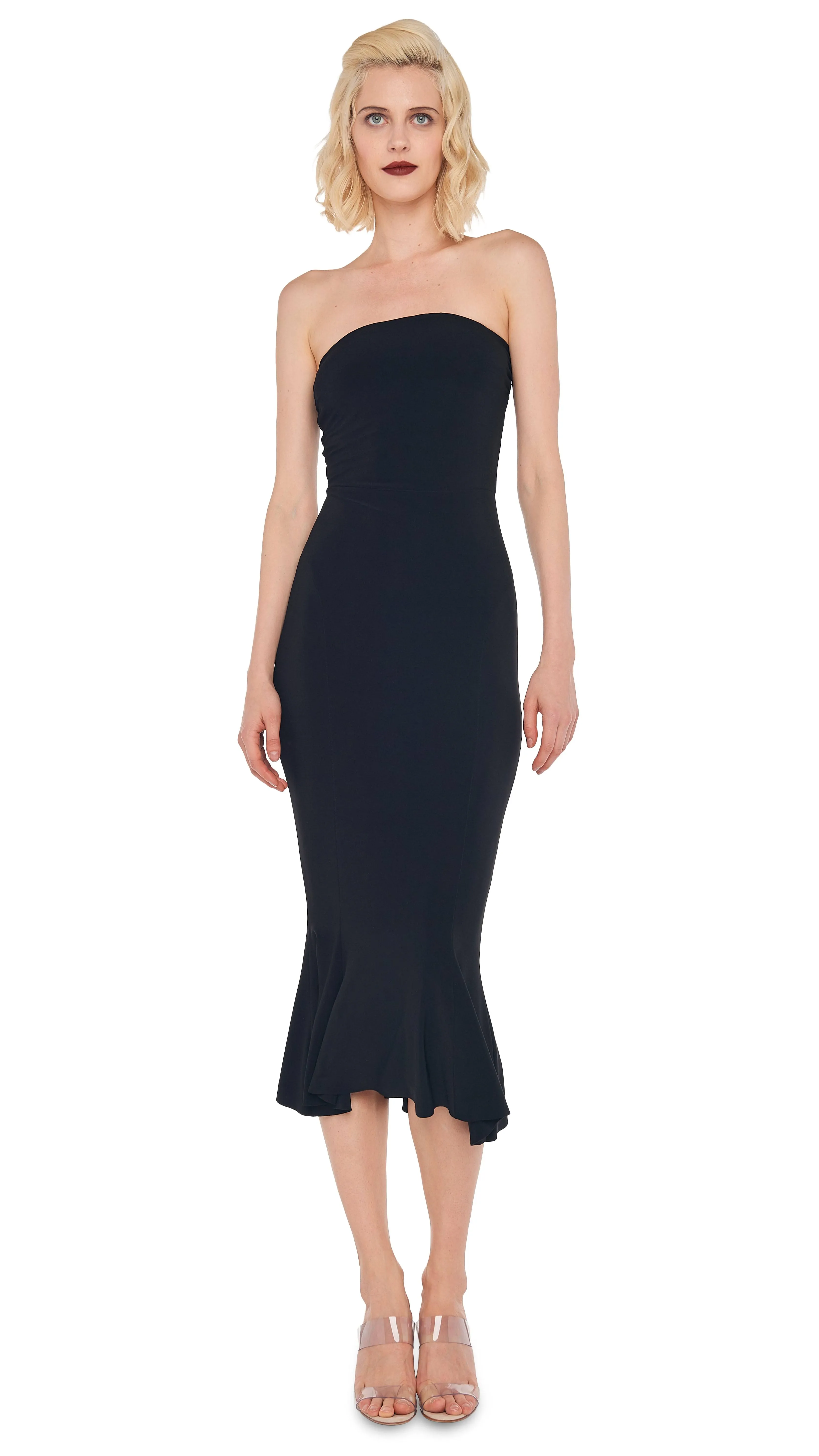 Norma Kamali Strapless Fishtail Dress in Black XS