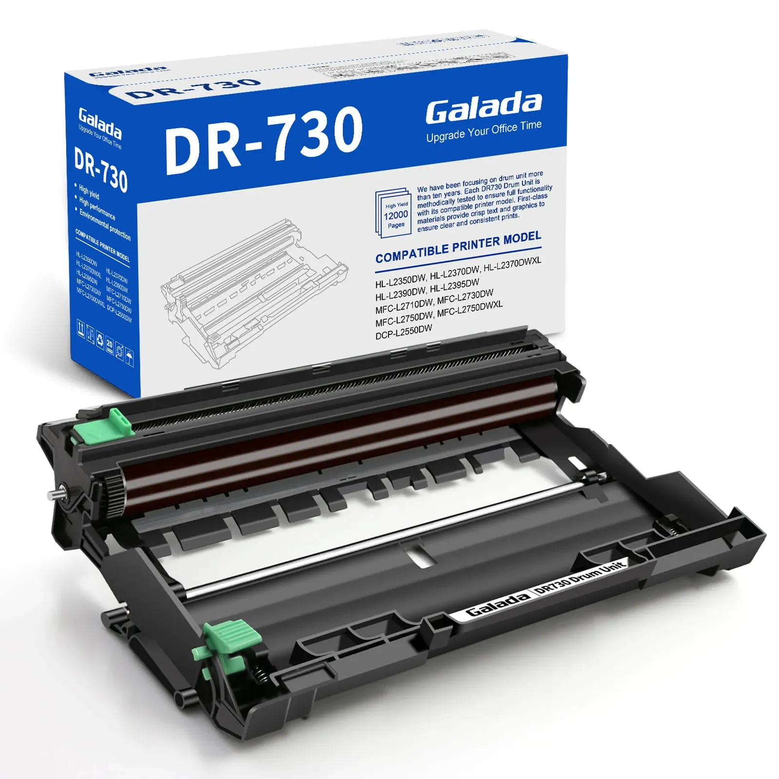 Galada Compatible Drum Unit Replacement for Brother DR-730 DR730 for Use in DCP-L2550DW MFC-L2710DW Hl-l2390dw Mfc-l2750dw HL-L2370DWXL HL-L2370DW MFC