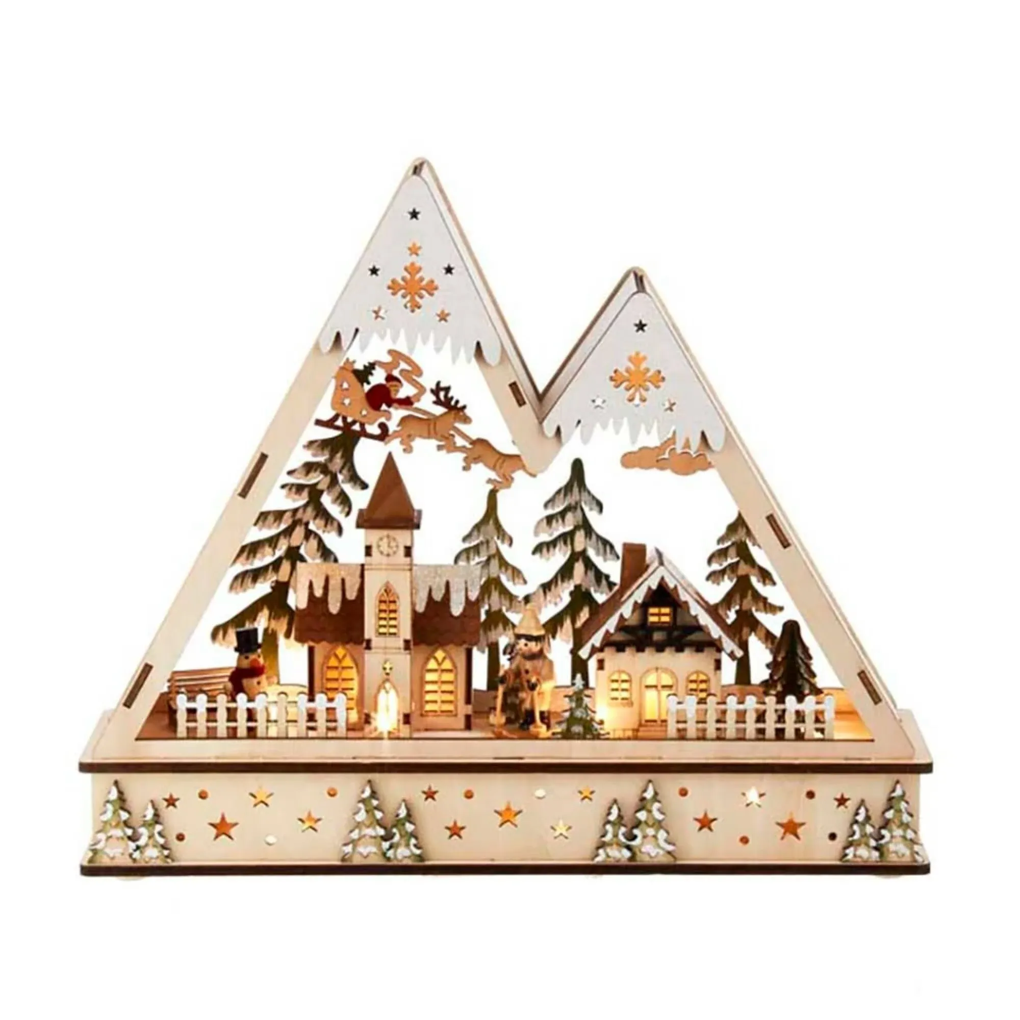 Battery-Operated Light-Up Led Mountain Village