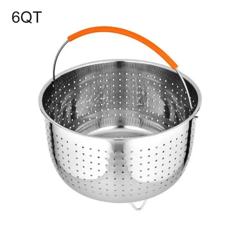 GadgetVLot Multifunctional Durable 304 Stainless Steel Steamer Basket For Pot Pressure Cooker With Silicone Covered Handle Vegetable Cleaning Drainer Pot Accessories