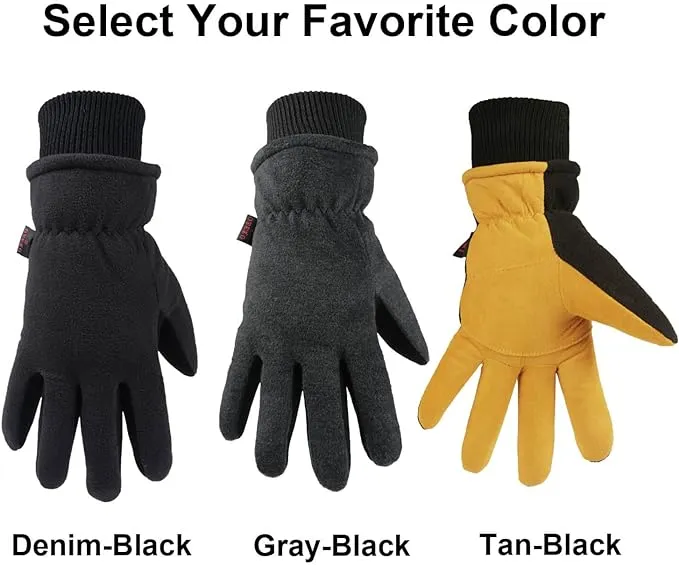 OZERO Ski Gloves Cold Proof Winter Insulated Work Glove for Driving Cycling ...