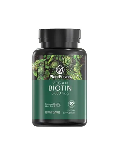 PlantFusion, Biotina vegana, 5000 mcg, 120 cápsulas veganas