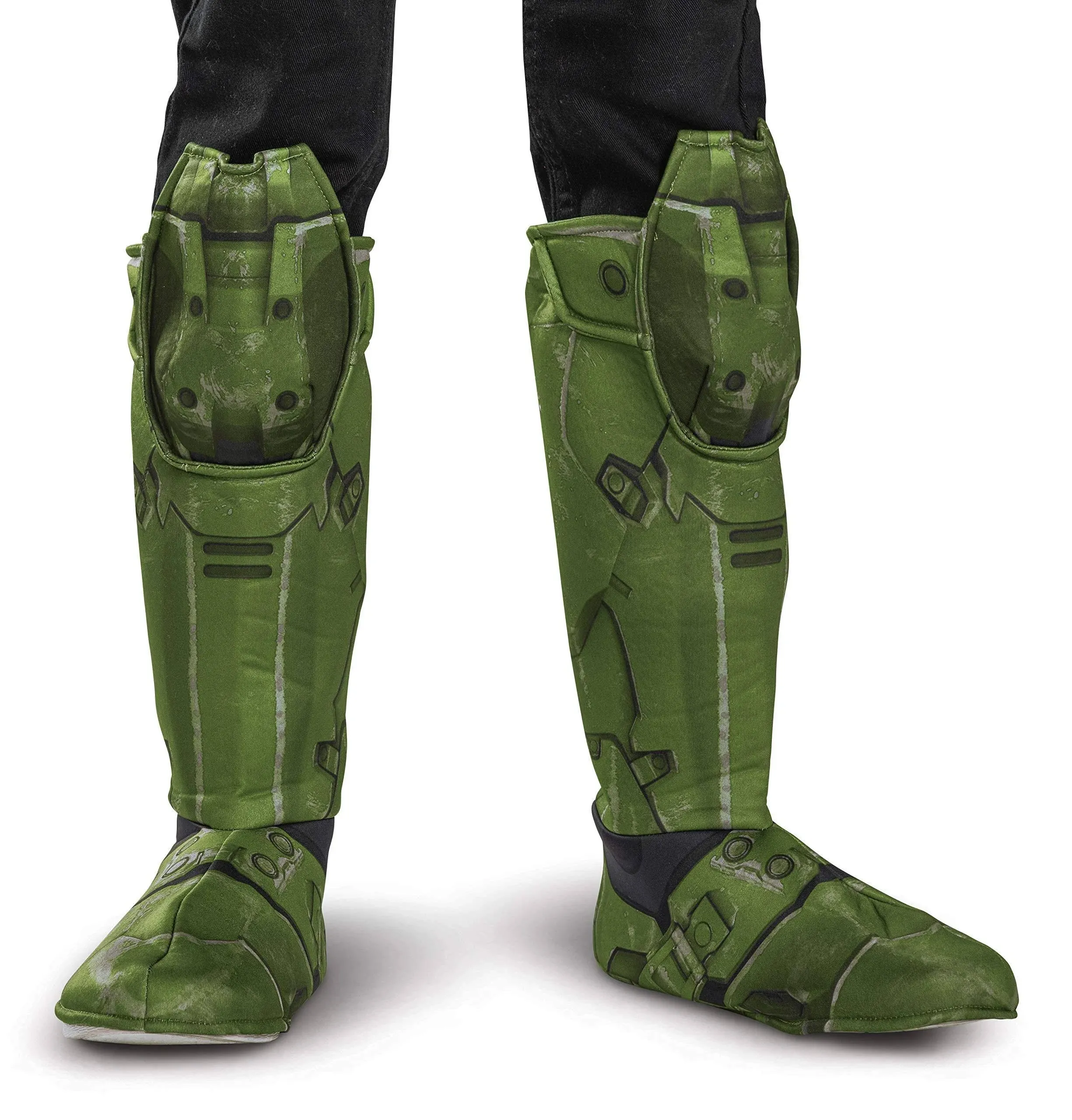 Disguise Halo Infinite Master Chief Boots, Kids Costume Footwear Accessory, Child Size Video Game Inspired Soft Boot Covers Green & Black