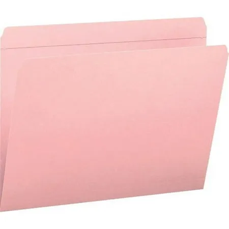 Smead File Folders with Reinforced Tab Letter - 8 1/2 x 11 Sheet Size - 3/4 Expansion - Straight Tab Cut - 11 pt. Folder Thickness - Pink - 1.12 oz - Recycled - 100 / Box