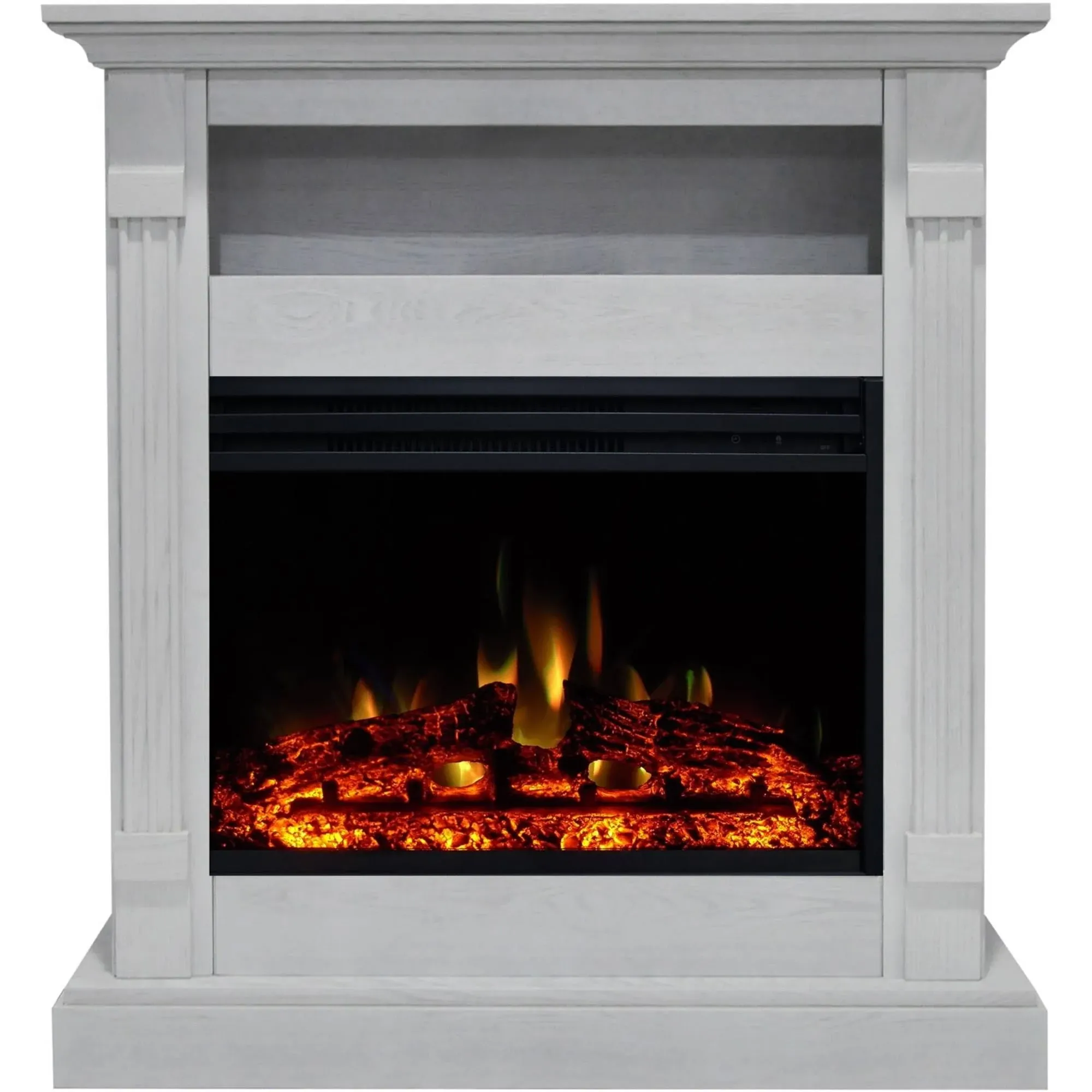 Cambridge Sienna 34" Electric Fireplace Heater with Mantel and Enhanced Log ...