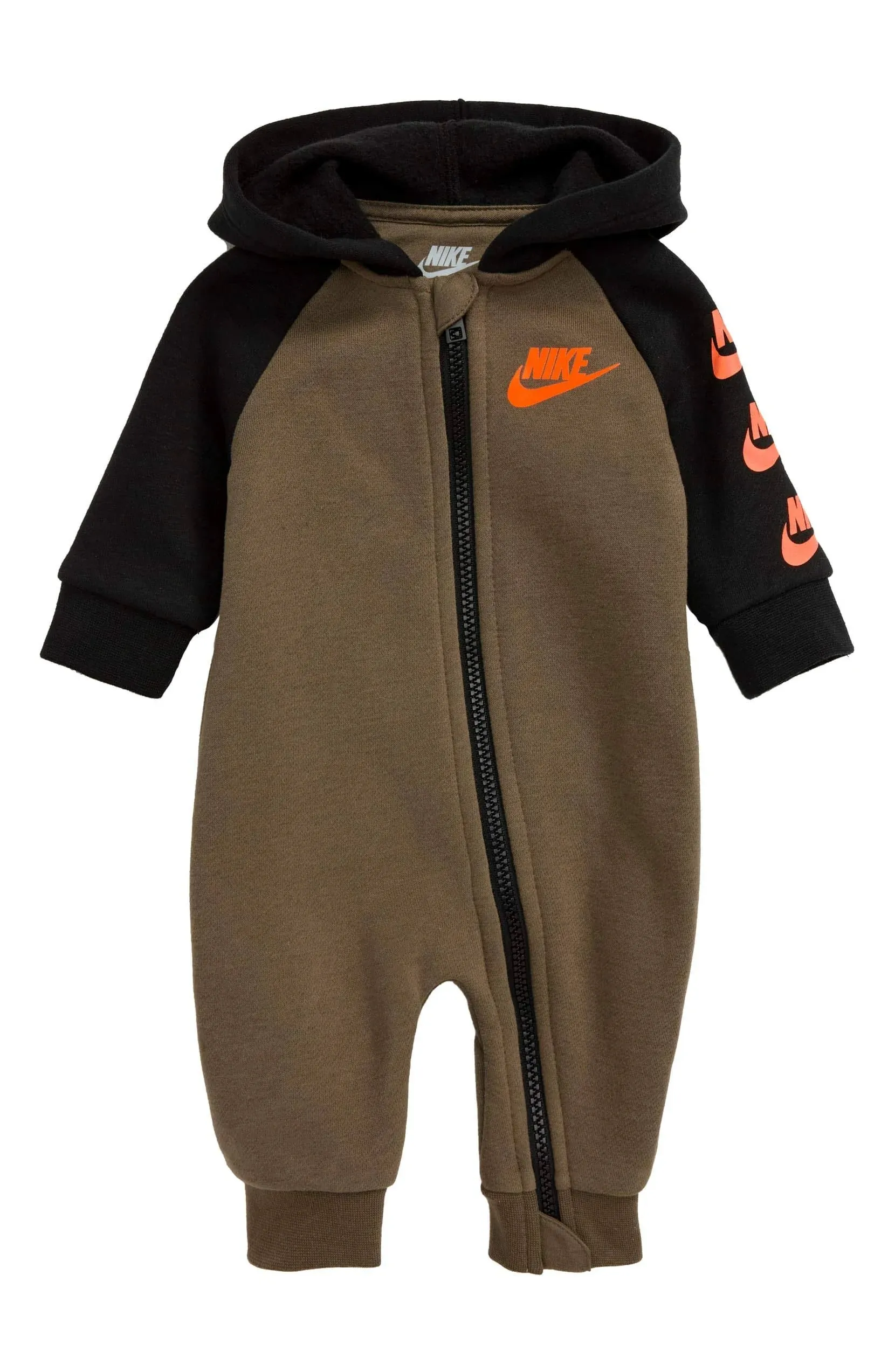 Nike Baby Boy Hooded Coverall ~ Olive Green, Black &amp; Orange ~